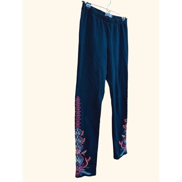 Johnny Was AVITA Embroidered Leggings Black Floral S - Picture 9 of 13